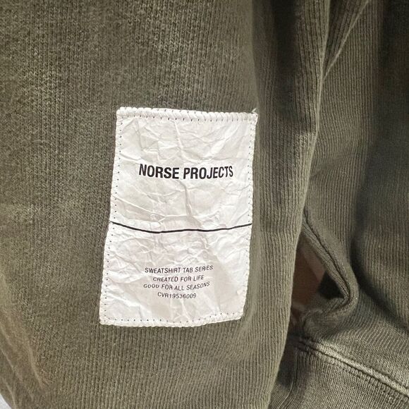 Norse Projects FRASER TAB SERIES Sweatshirt Size Small Kangaroo Relaxed Green - Picture 4 of 5